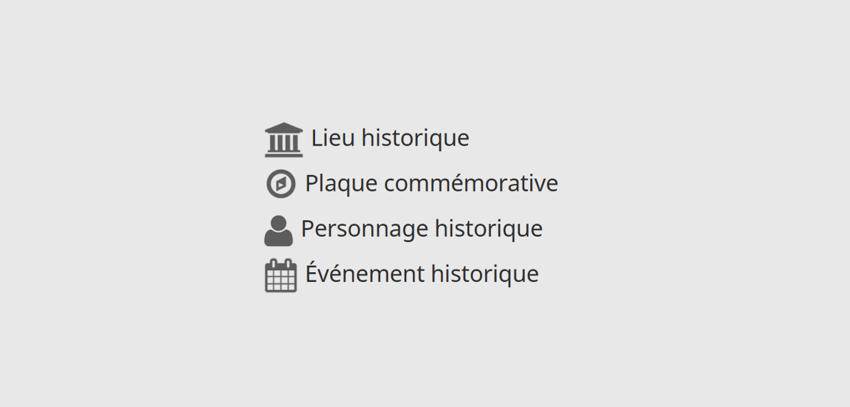 Icônes par type de notice, une description suit dans la légende.