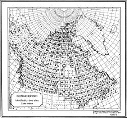 Map of Canada with Borden Grid overlaid