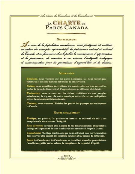 La charte de Parcs Canada