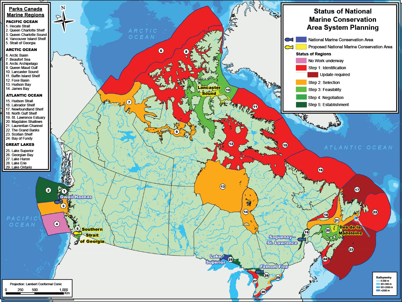 Figure 2: Status of National Marine Conservation Areas