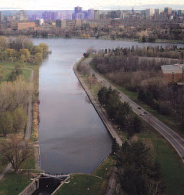 View of the excavated channel from Dows Lake to Hartwells Lockstation