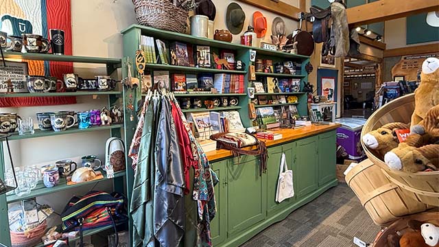 numerous items on display inside gift shop