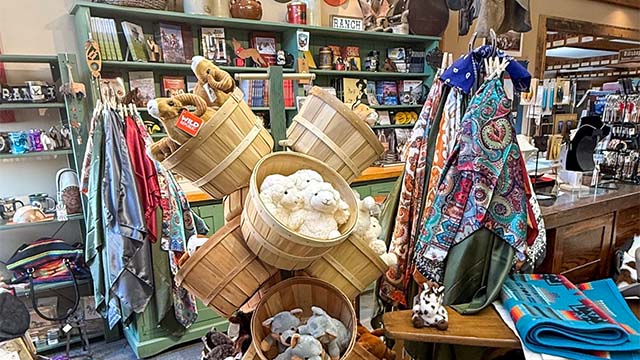 numerous items on display inside gift shop