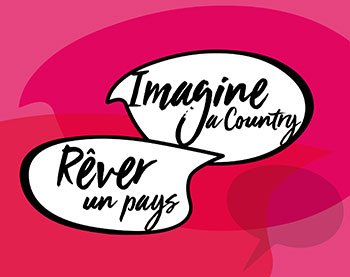 Imagine a country, pink graphic 