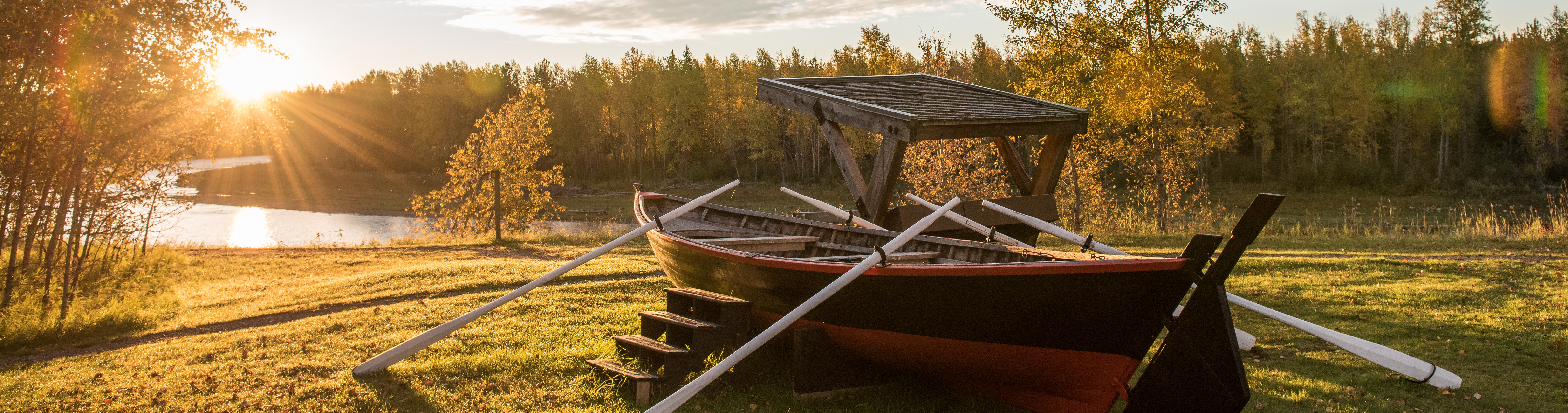 The sunsets on a replica York Boat at Rocky Mountain National Historic Site.