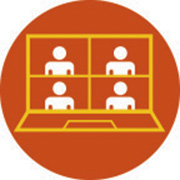Icon depiciting an online consultation with four participants 