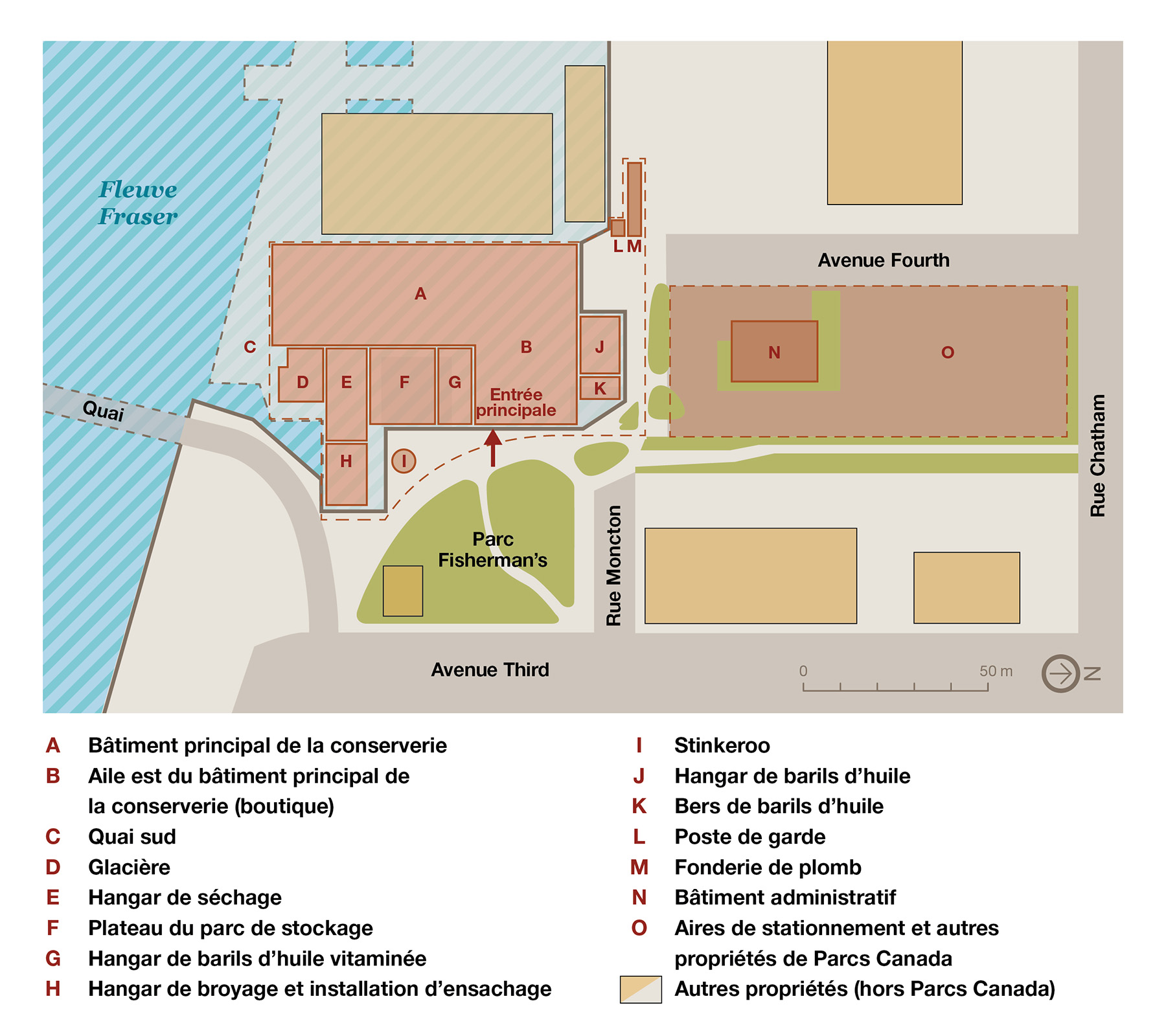 Carte 3 : Plan du lieu historique national Gulf of Georgia Cannery, version textuelle suit