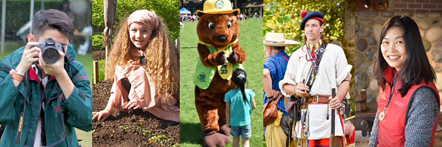 A variety of Parks Canada volunteers at Fort Langley National Historic Site.