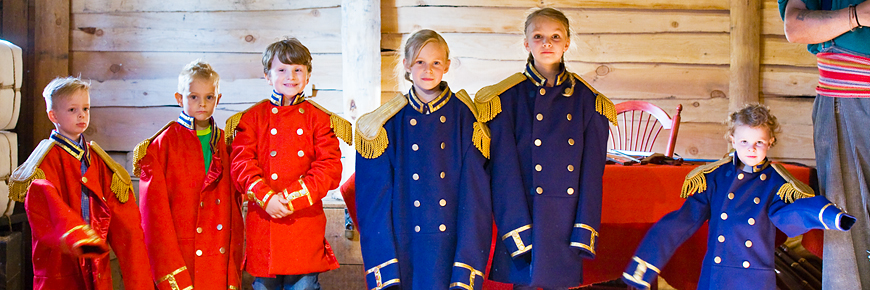 Children wearing Royal Engineer costumes 