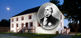 Historic image of Sir James Douglas place on image of Fort Langley’s Big House.