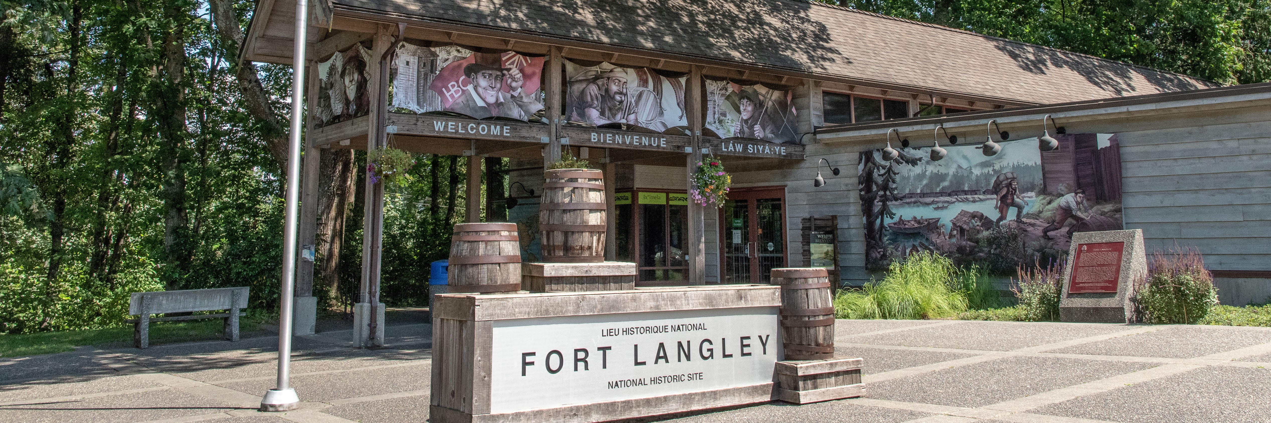 The entrance to Fort Langley National Historic Site via the visitor center.