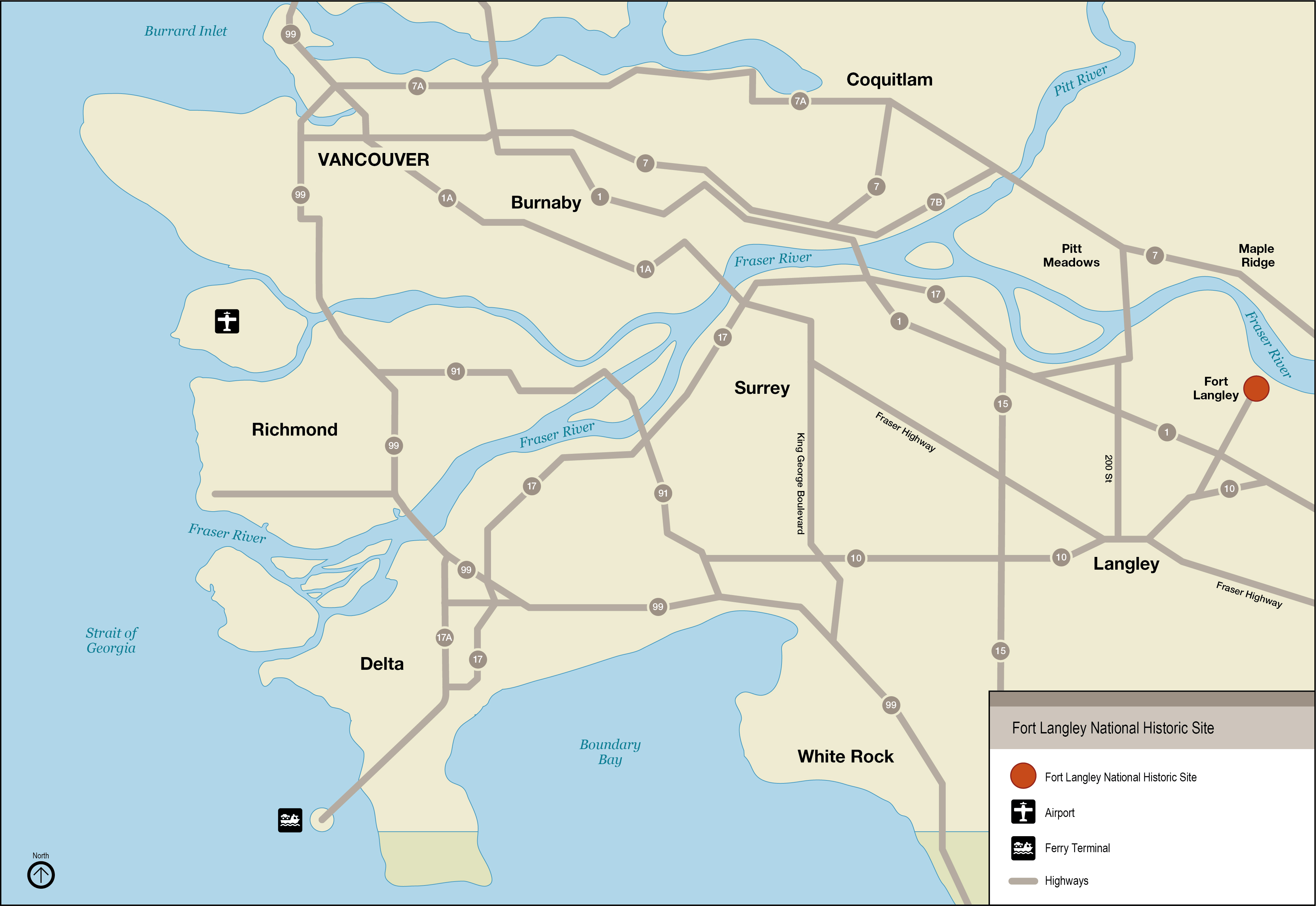 Map 2: Location of Fort Langley National Historic Site in Metro Vancouver, detailed text follows