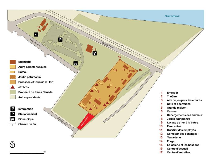 Carte 3: Plan du lieu historique national du Fort-Langley, version textuelle suit