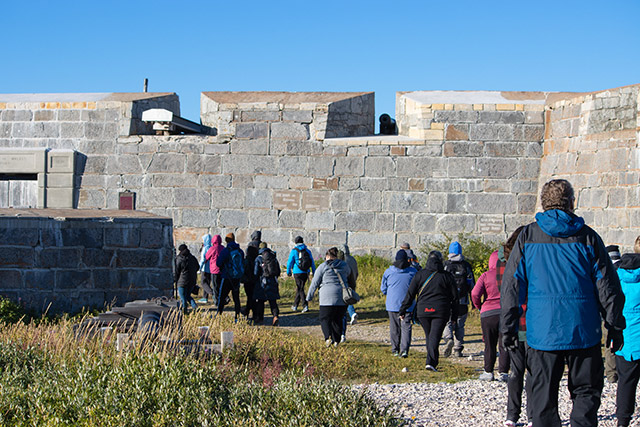 Visitors approach Prince of Wales Fort, the oldest stone fort in Western Canada.