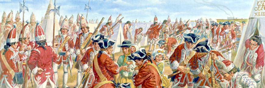 A painting depicting an English army temporary encampment