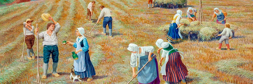 Une peinture représentant les « Planters » labourant les champs
