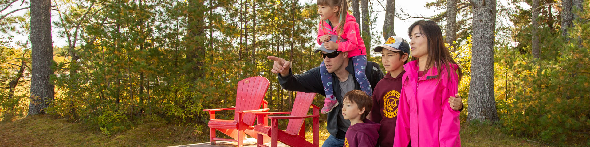 A family enjoys the view on the island.