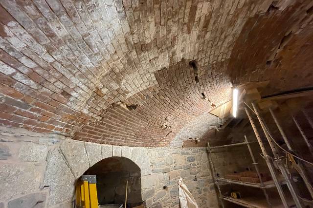 A section of restored brick wall in the Tower.