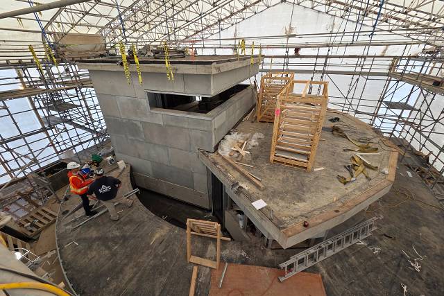 An aerial view of the command post replica.