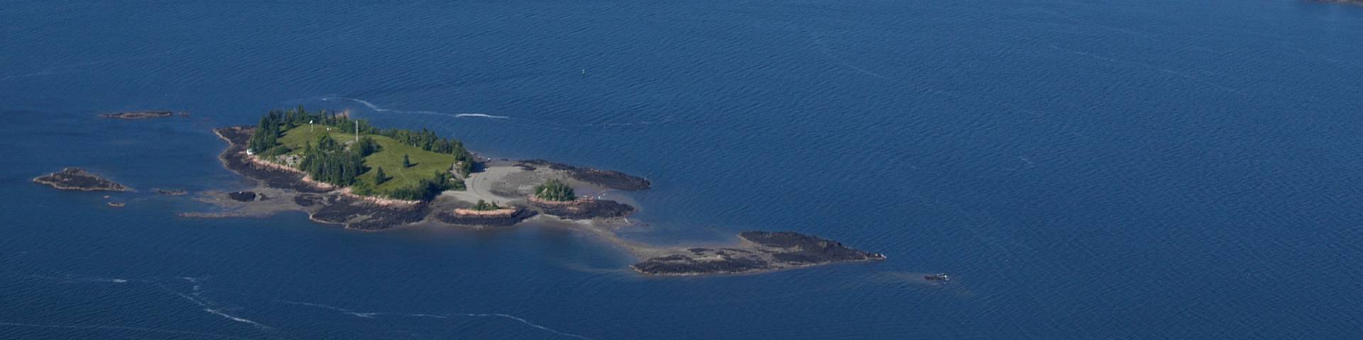 The Saint Croix Island surrounded by water