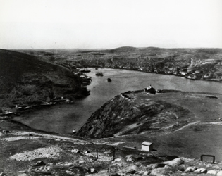 Overlooking a gun battery and the St. John's harbour