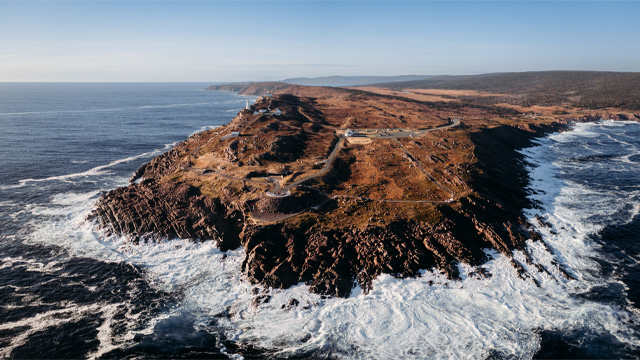 an aerial view of the most easterly point from the water