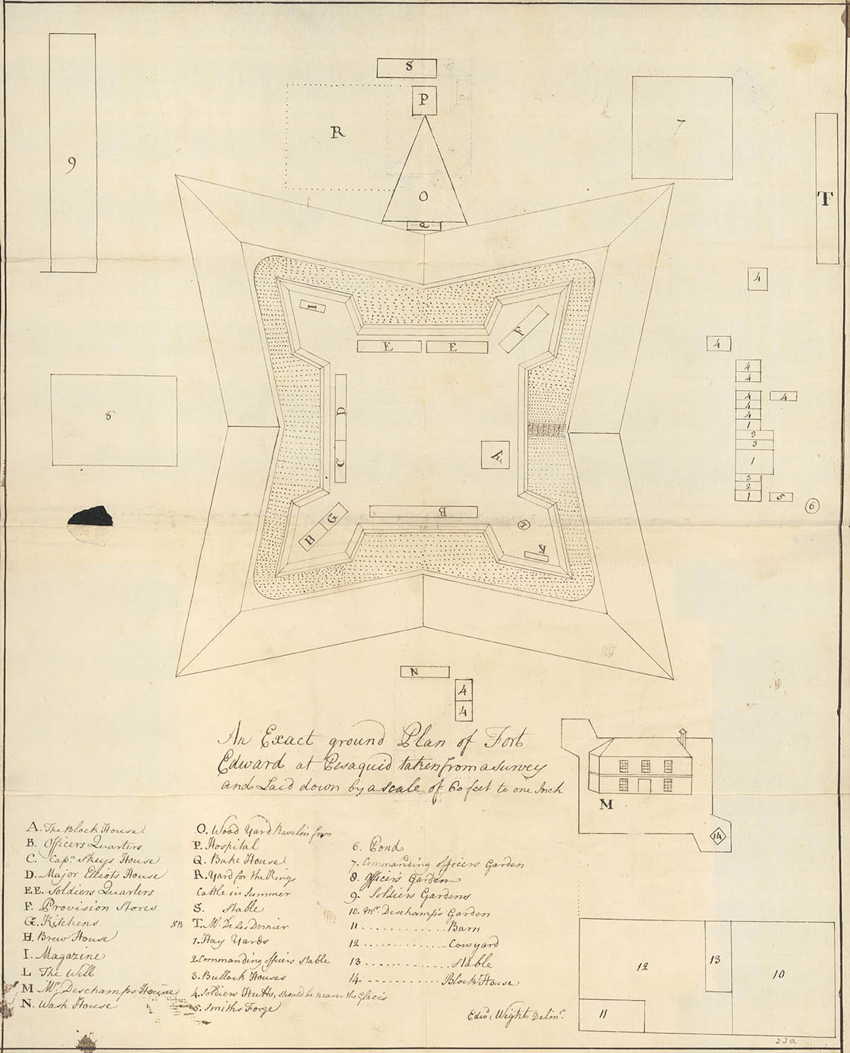 Hand drawn map of Fort Edward.