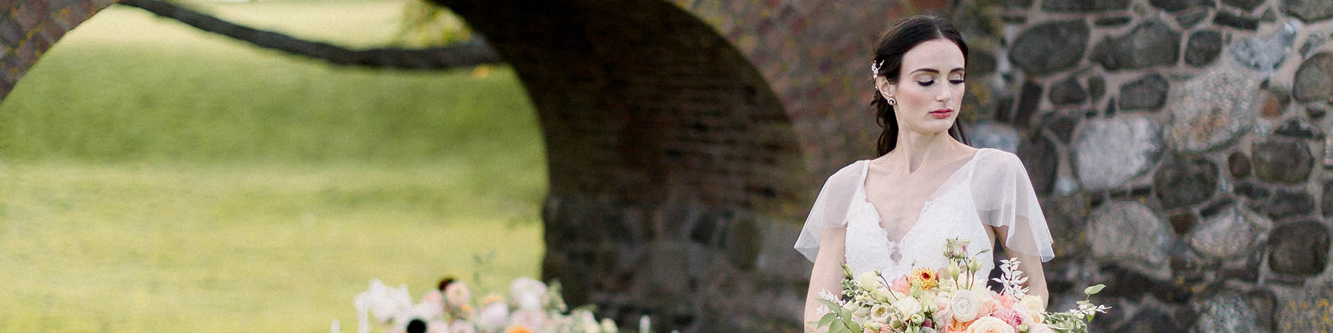 A bride holding flowers