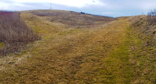 Section B – The trail continues on firm grass with a 10% slope.