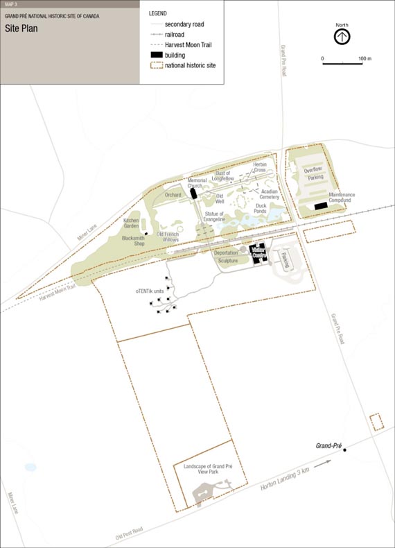 Map 3: Grand-Pré National Historic Site, text description follows