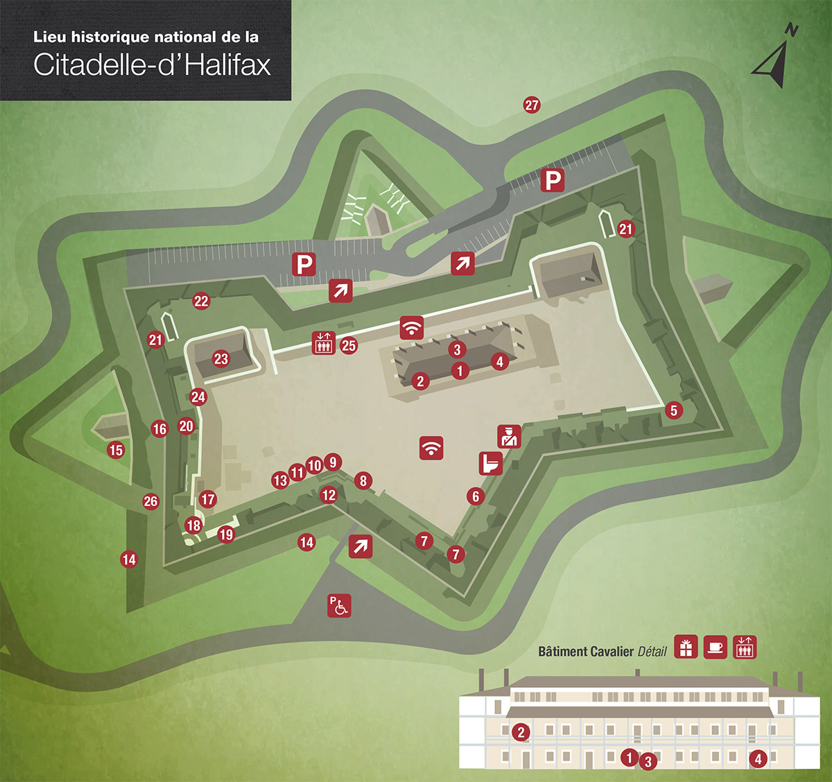 Carte du lieu historique national de la Citadelle-d'Halifax.