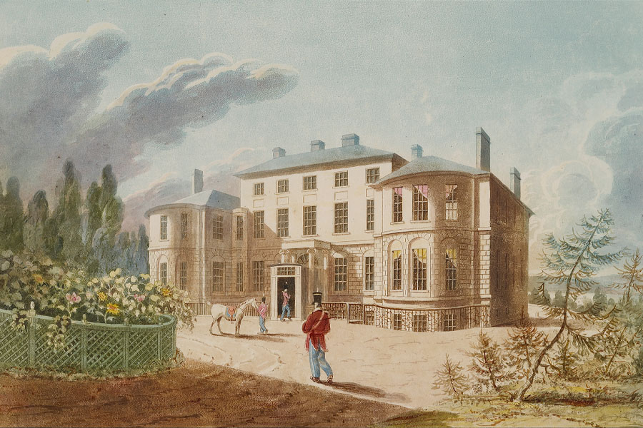 A watercolour painting of the Government House in Halifax from 1819.