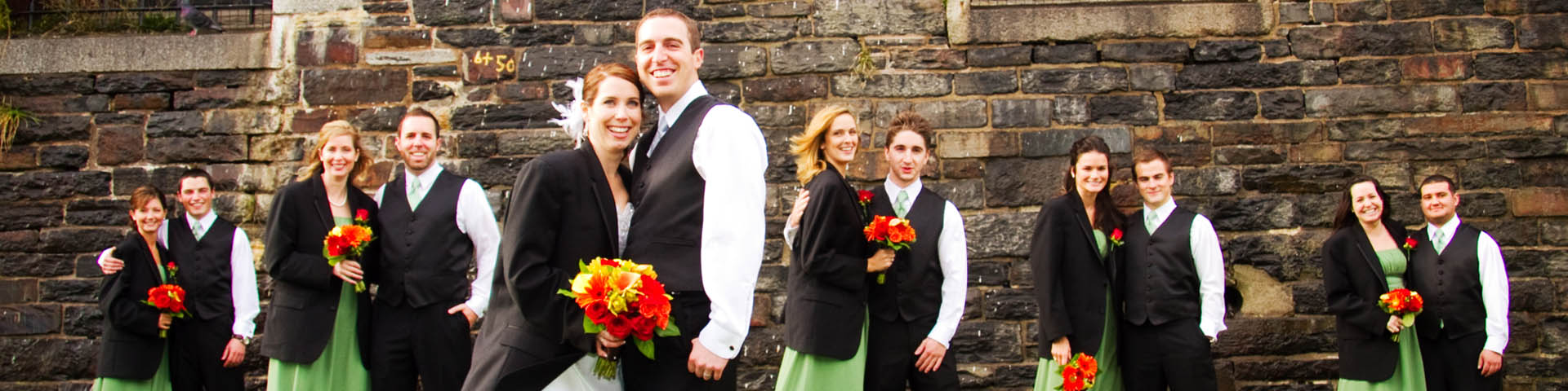 The bride and groom and their friends.