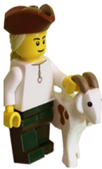 Lego carpenter figure carrying a saw and piece of wood.