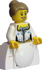 Lego carpenter figure carrying a saw and piece of wood.