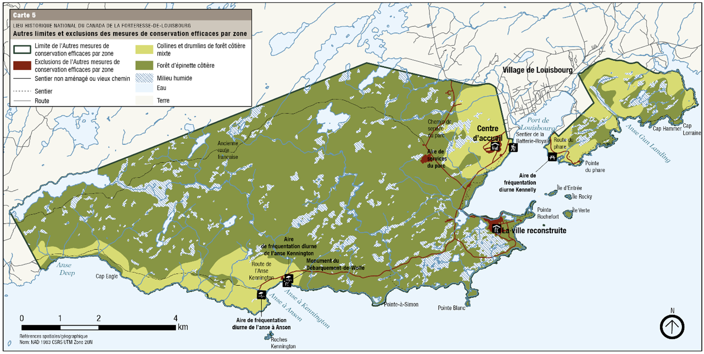 Carte 5 : Autres mesures de conservation efficaces par zone et exclusions  - Version textuelle suit