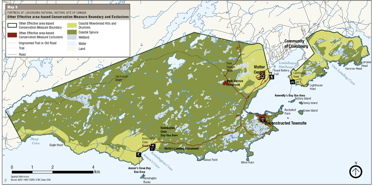 Map 4: Other Effective area-based Conservation Measure boundary and exclusions - Text description follows