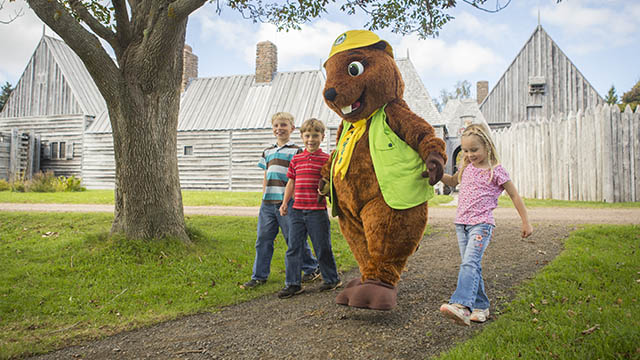 Mascot Parka with three children at Port Royal