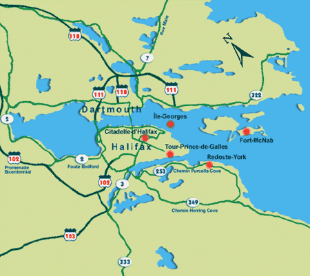 Carte routière - Lieu historique national du Canada de la Tour-Prince-de-Galles