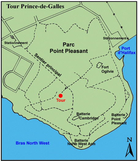 Carte routière - Lieu historique national du Canada de la Tour-Prince-de-Galles