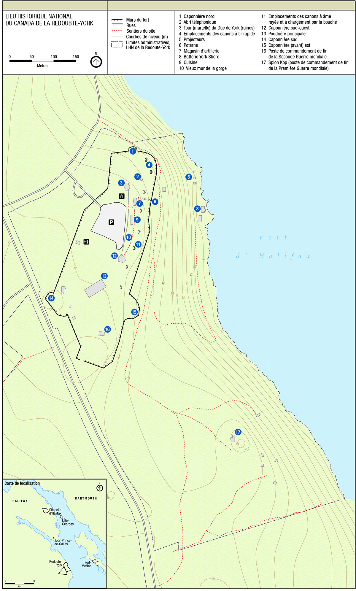 Carte du lieu historique national de la Redoute-York