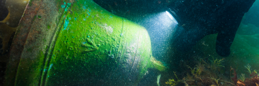 A bell from an underwater shipwreck.