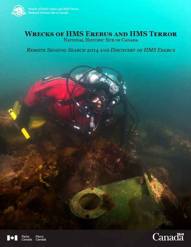 Report cover page featuring title of report and photo of a diver in scuba gear next to the wreck site