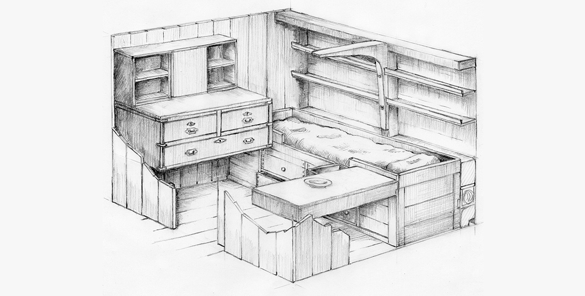 Sketch of lieutenant's cabin