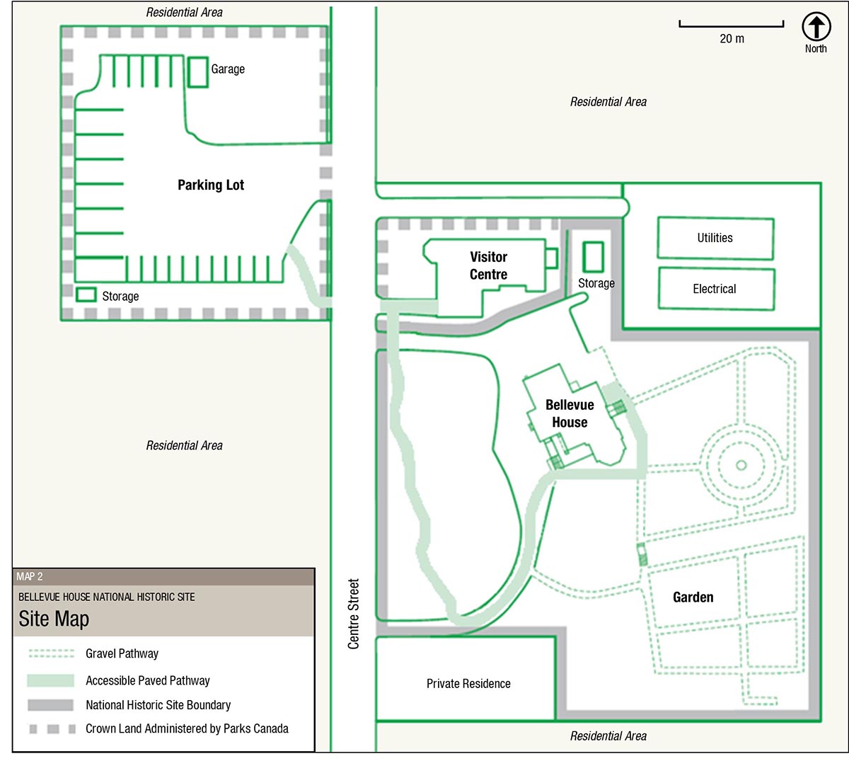 Map 2: Bellevue House National Historic Site — Text version follows.