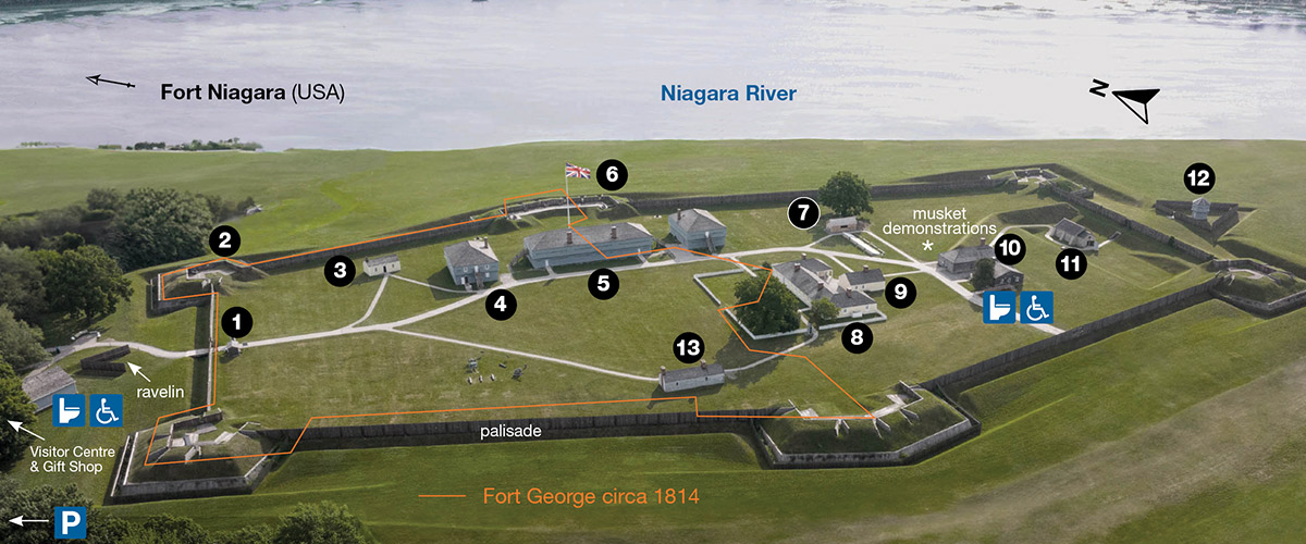 Map of points of interest throughout the fort