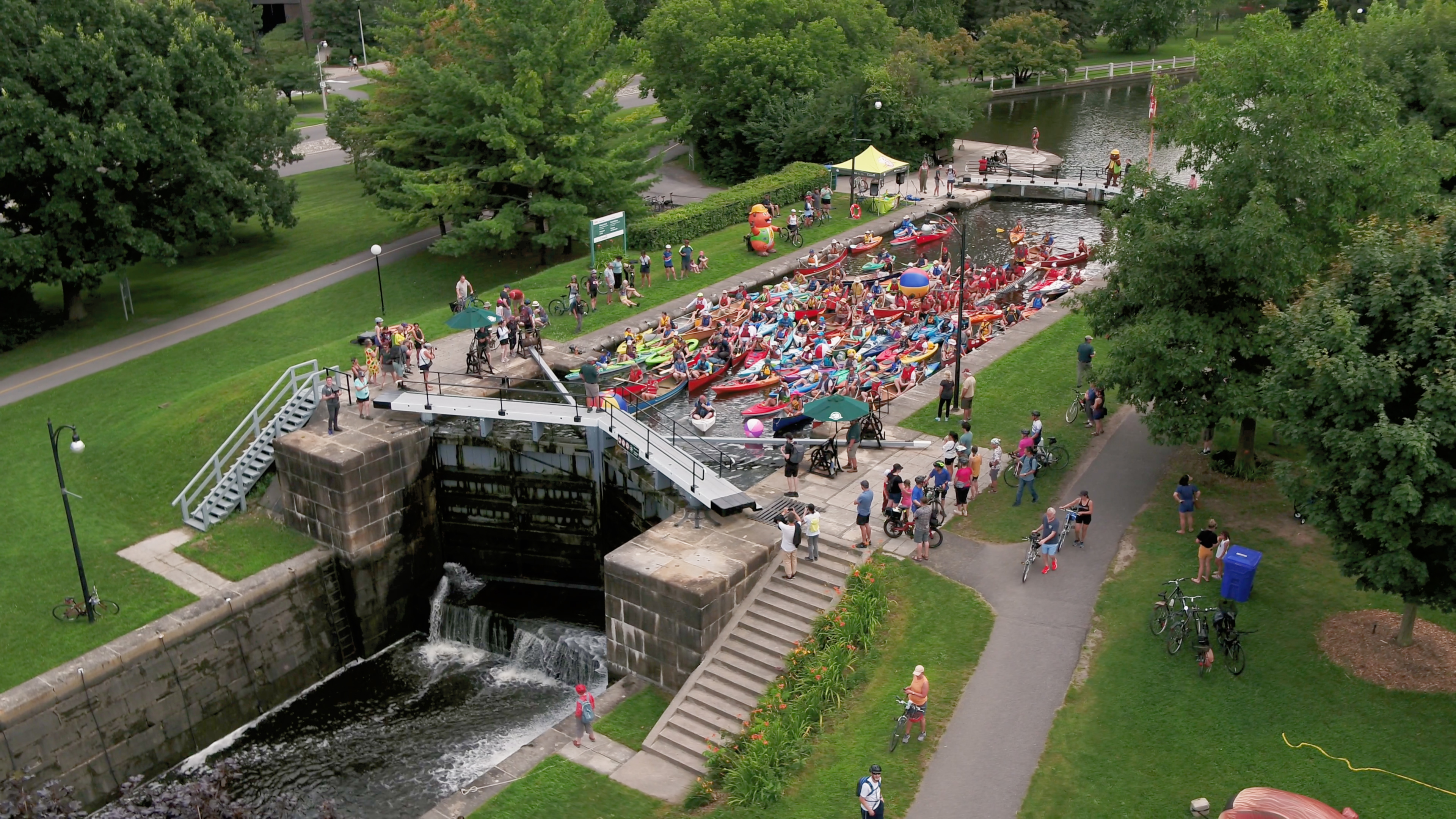 Aerial photo of Hartwells Lockstation at Lock & Paddle 2024