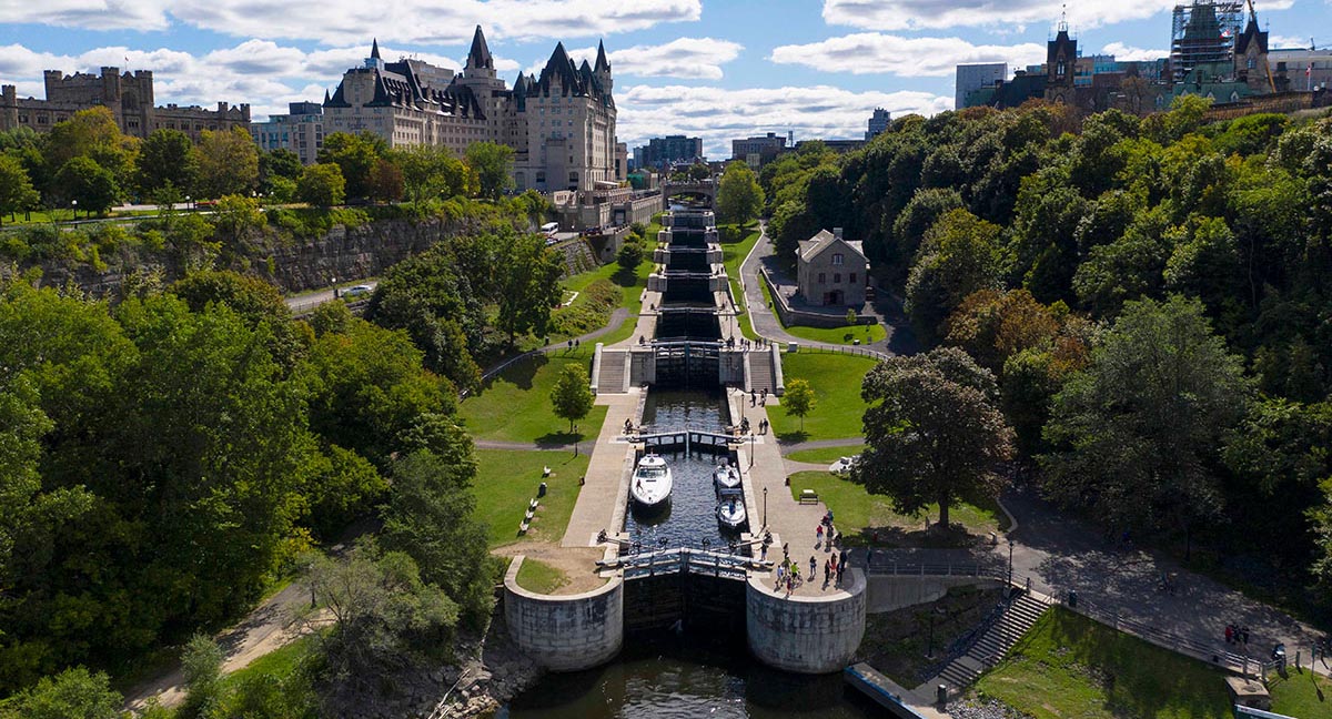 Aerial view of the Ottawa Locks.