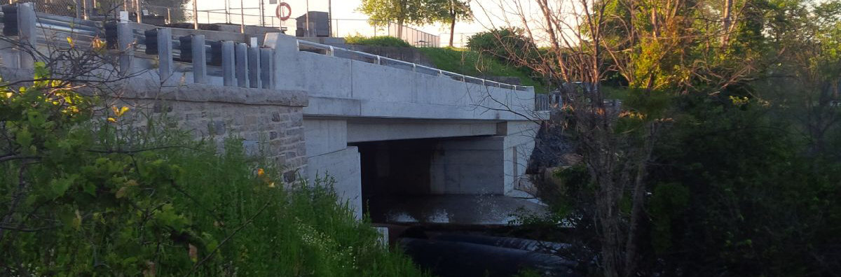 The brand new concrete fixed bridge at Kingston Mills