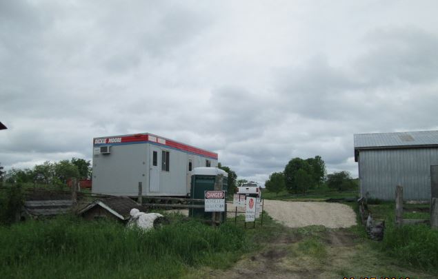 Construction trailer and other related buildings on the construction site